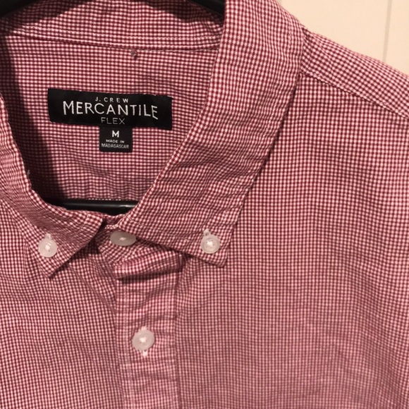 Red mini-plaid button down shirt - Picture 2 of 2